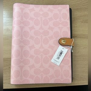 Coach Pink Signature Tablet Sleeve with Tan Tab